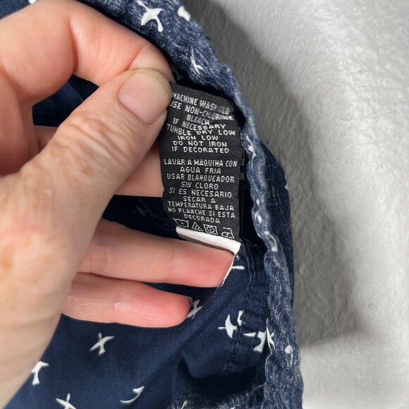 Ocean Current Boys S Navy Short Sleeve Button-Up Shirt With White Bird Print - Picture 6 of 8